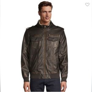 LEVI'S Men's Faux Leather Sherpa Lined Aviator
Bomber Jacket Dark Brown Large